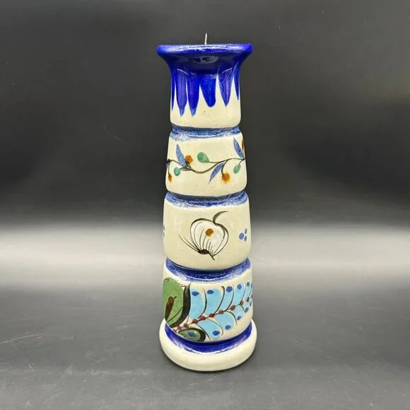 Vintage Ken Edwards Pottery Candle Holder Folk Art Bird Hand Painted Mexico - Picture 4 of 11